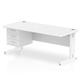 Impulse 1800 x 800mm Straight Office Desk White Top White Cable Managed Leg Workstation 1 x 3 Drawer Fixed Pedestal