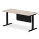 Air Modesty 1800 x 800mm Height Adjustable Office Desk Grey Oak Top Cable Ports Black Leg With Black Steel Modesty Panel