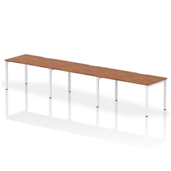 Evolve Plus 1400mm Single Row 3 Person Office Bench Desk Walnut Top White Frame