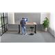 Air 1400 x 600mm Height Adjustable Office Desk Beech Top Cable Ports Black Leg