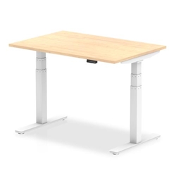 Air 1200 x 800mm Height Adjustable Office Desk Maple Top White Leg