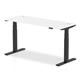 Air 1600 x 600mm Height Adjustable Office Desk White Top Cable Ports Black Leg