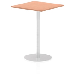 Italia 800mm Poseur Square Table Beech Top 1145mm High Silver Leg