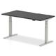 Air Black Series 1600 x 800mm Height Adjustable Desk Black Top with Cable Ports Silver Leg