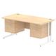 Impulse 1600 x 800mm Straight Office Desk Maple Top White Cantilever Leg Workstation 2 x 2 Drawer Fixed Pedestal