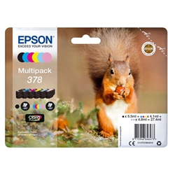 Epson 378 Squirrel Claria Photo HD Ink Cartridge CMYK/Lt Cyan/Lt Mag Multipack C13T37884010