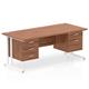 Impulse 1800 x 800mm Straight Office Desk Walnut Top White Cantilever Leg Workstation 1 x 2 Drawer 1 x 3 Drawer Fixed Pedestal