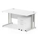 Impulse 1400 x 800mm Straight Office Desk White Top Silver Cantilever Leg Workstation 2 Drawer Mobile Pedestal