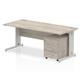 Impulse 1800 x 800mm Straight Office Desk Grey Oak Top Silver Cable Managed Leg Workstation 3 Drawer Mobile Pedestal