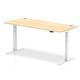 Air 1800 x 800mm Height Adjustable Office Desk Maple Top Cable Ports White Leg
