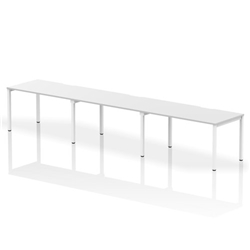 Evolve Plus 1400mm Single Row 3 Person Office Bench Desk White Top White Frame