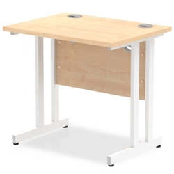 Impulse 800 x 600mm Straight Office Desk Maple Top White Cantilever Leg