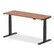 Air 1600 x 600mm Height Adjustable Office Desk Walnut Top Cable Ports Black Leg