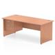 Impulse 1800 x 800mm Straight Office Desk Beech Top Panel End Leg Workstation 1 x 2 Drawer Fixed Pedestal