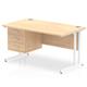 Impulse 1400 x 800mm Straight Office Desk Maple Top White Cantilever Leg Workstation 1 x 3 Drawer Fixed Pedestal