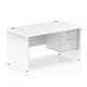 Impulse 1400 x 800mm Straight Office Desk White Top Panel End Leg Workstation 1 x 2 Drawer Fixed Pedestal