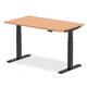 Air 1400 x 800mm Height Adjustable Office Desk Oak Top Black Leg