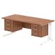Impulse 1800 x 800mm Straight Office Desk Walnut Top White Cable Managed Leg Workstation 2 x 3 Drawer Fixed Pedestal