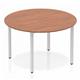 Impulse 1200mm Round Table Walnut Top Silver Box Frame Leg