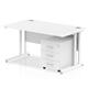 Impulse 1400 x 800mm Straight Office Desk White Top White Cantilever Leg Workstation 3 Drawer Mobile Pedestal