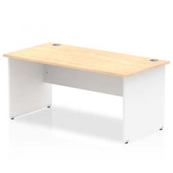 Impulse 1600 x 800mm Straight Office Desk Maple Top White Panel End Leg