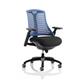 Flex Task Operator Chair Black Frame Black Fabric Seat Blue Back