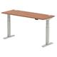 Air 1600 x 600mm Height Adjustable Office Desk Walnut Top Cable Ports Silver Leg