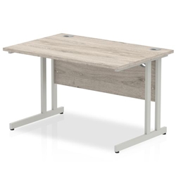 Impulse 1200 x 800mm Straight Office Desk Grey Oak Top Silver Cantilever Leg