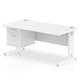 Impulse 1600 x 800mm Straight Office Desk White Top White Cable Managed Leg Workstation 1 x 2 Drawer Fixed Pedestal