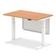 Air Modesty 1200 x 800mm Height Adjustable Office Desk Oak Top White Leg With White Steel Modesty Panel