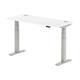 Air 1400 x 600mm Height Adjustable Office Desk White Top Cable Ports Silver Leg
