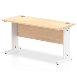 Impulse 1400 x 600mm Straight Office Desk Maple Top White Cable Managed Leg