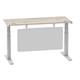 Air Modesty 1400 x 600mm Height Adjustable Office Desk Grey Oak Top Cable Ports Silver Leg With Silver Steel Modesty Panel