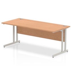 Impulse 1800 x 800mm Straight Office Desk Oak Top Silver Cantilever Leg