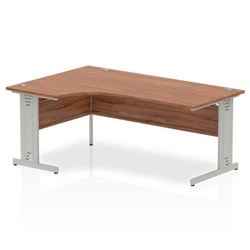 Impulse 1800mm Left Crescent Office Desk Walnut Top Silver Cable Managed Leg