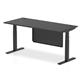 Air Black Series 1800 x 800mm Height Adjustable Desk Black Top with Cable Ports Black Leg With Black Steel Modesty Panel