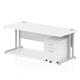 Impulse 1800 x 800mm Straight Office Desk White Top Silver Cantilever Leg Workstation 2 Drawer Mobile Pedestal