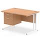 Impulse 1200 x 800mm Straight Office Desk Oak Top White Cantilever Leg Workstation 1 x 2 Drawer Fixed Pedestal