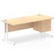 Impulse 1800 x 800mm Straight Office Desk Maple Top White Cantilever Leg Workstation 1 x 3 Drawer Fixed Pedestal