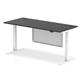 Air Black Series 1800 x 800mm Height Adjustable Desk Black Top with Cable Ports White Leg With White Steel Modesty Panel
