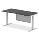 Air Black Series 1800 x 800mm Height Adjustable Desk Black Top with Cable Ports Silver Leg With Silver Steel Modesty Panel