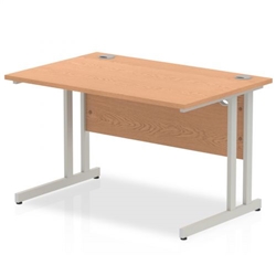 Impulse 1200 x 800mm Straight Office Desk Oak Top Silver Cantilever Leg