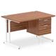 Impulse 1200 x 800mm Straight Office Desk Walnut Top White Cantilever Leg Workstation 1 x 2 Drawer Fixed Pedestal