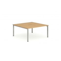 Evolve Plus 1200mm B2B 2 Person Office Bench Desk Beech Top Silver Frame