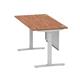 Air Modesty 1600 x 800mm Height Adjustable Office Desk Walnut Top Cable Ports Silver Leg With Silver Steel Modesty Panel