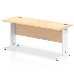 Impulse 1600 x 600mm Straight Office Desk Maple Top White Cable Managed Leg