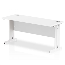 Impulse 1600 x 600mm Straight Office Desk White Top White Cable Managed Leg