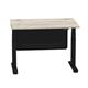 Air Modesty 1200 x 800mm Height Adjustable Office Desk Grey Oak Top Cable Ports Black Leg With Black Steel Modesty Panel