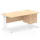 Impulse 1600 x 800mm Straight Office Desk Maple Top White Cable Managed Leg Workstation 1 x 3 Drawer Fixed Pedestal
