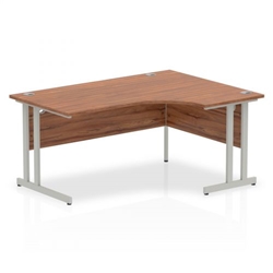 Impulse 1600mm Right Crescent Office Desk Walnut Top Silver Cantilever Leg